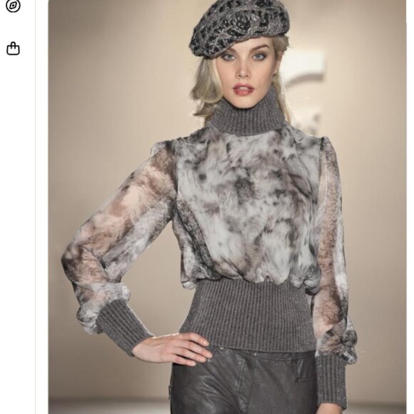 Tricot Chic Sweaters - Tricot Chic Grey Silver Turtleneck Silk Wool Sweater Top Size US 8 / S - M